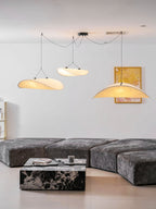 Tense Pendant Light, Tyvek Paper Shade, White and Black, Warm Dimmable