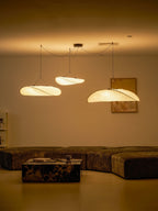Tense Pendant Light, Tyvek Paper Shade, White and Black, Warm Dimmable