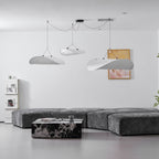 Tense Pendant Light, Tyvek Paper Shade, White and Black, Warm Dimmable