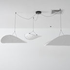 Tense Pendant Light, Tyvek Paper Shade, White and Black, Warm Dimmable