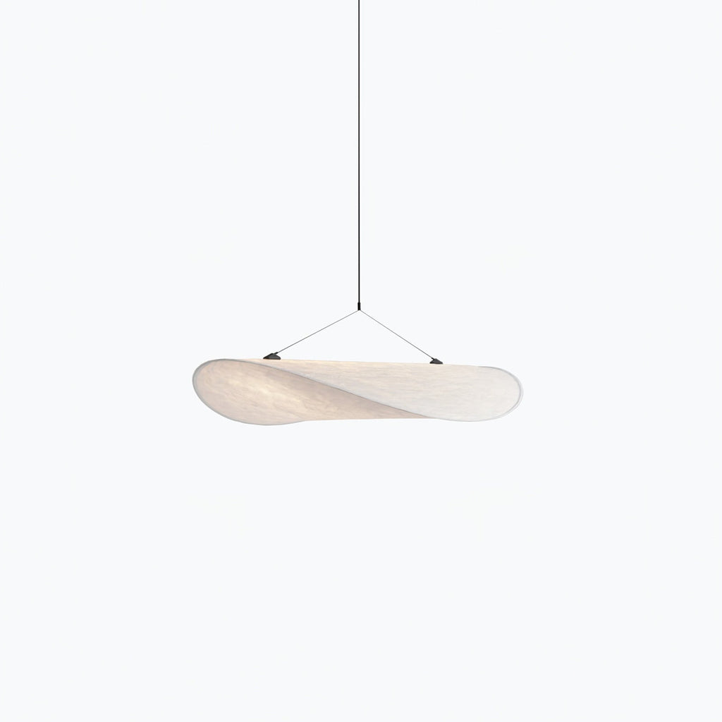 Tense Pendant Light, Tyvek Paper Shade, White and Black, Warm Dimmable