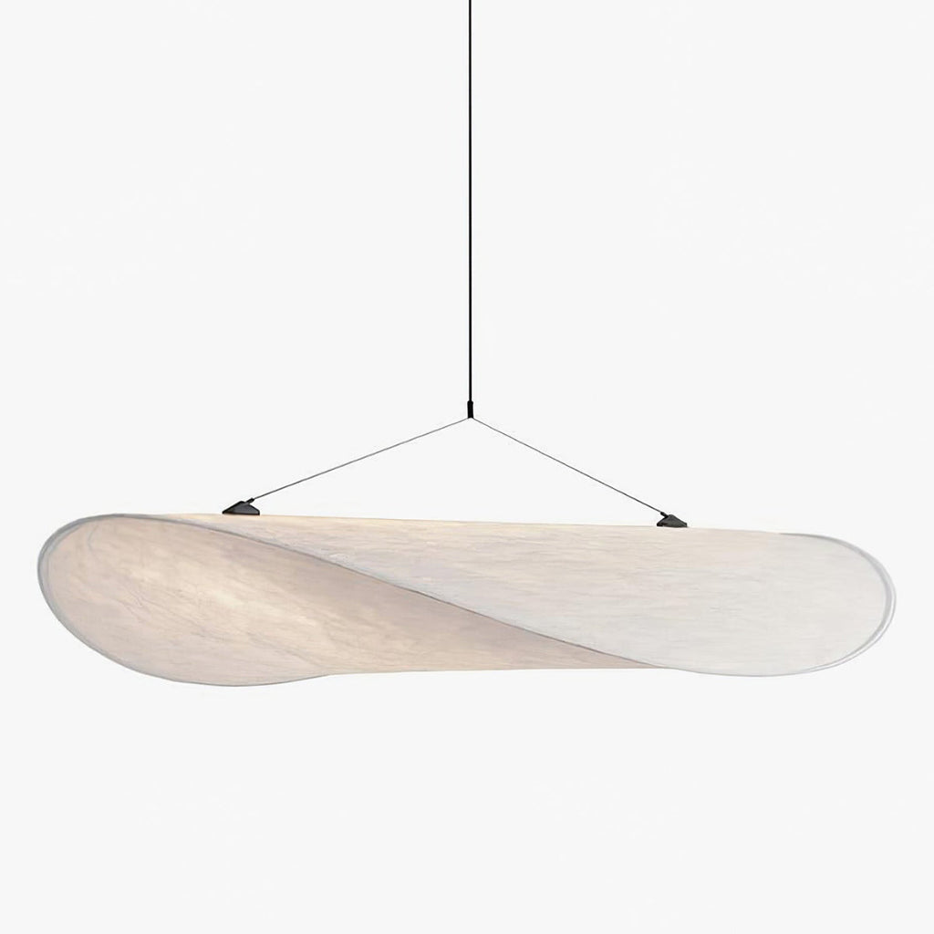 Tense Pendant Light, Tyvek Paper Shade, White and Black, Warm Dimmable