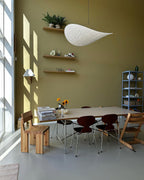 Tense Pendant Light, Tyvek Paper Shade, White and Black, Warm Dimmable
