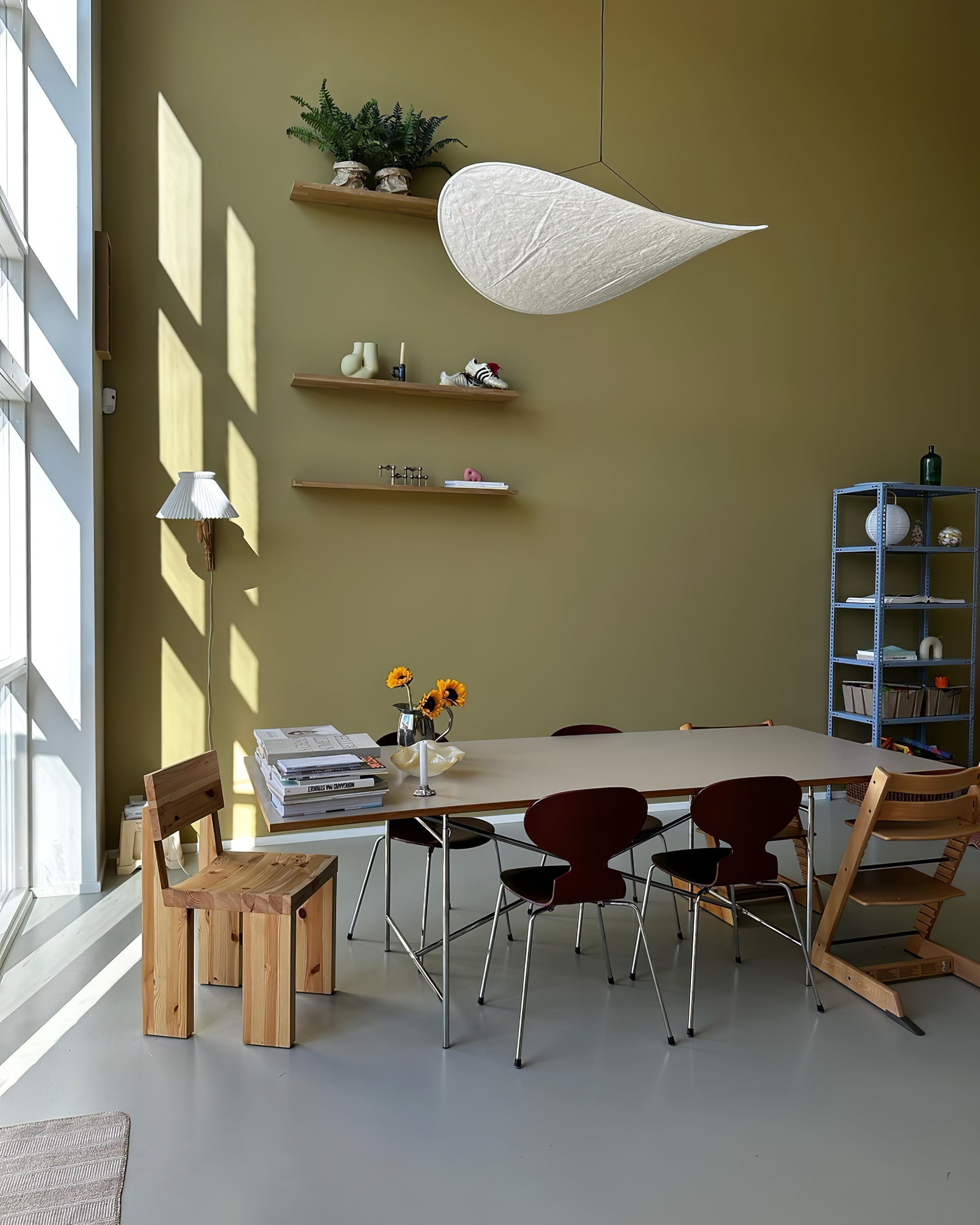 Tense Pendant Light, Tyvek Paper Shade, White and Black, Warm Dimmable