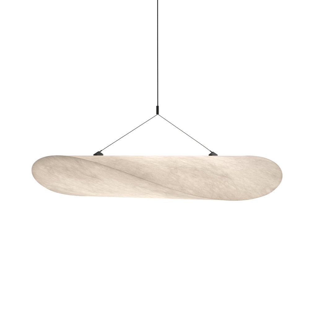 Tense Pendant Light, Tyvek Paper Shade, White and Black, Warm Dimmable