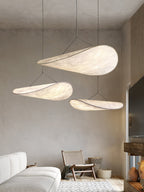 Tense Pendant Light, Tyvek Paper Shade, White and Black, Warm Dimmable
