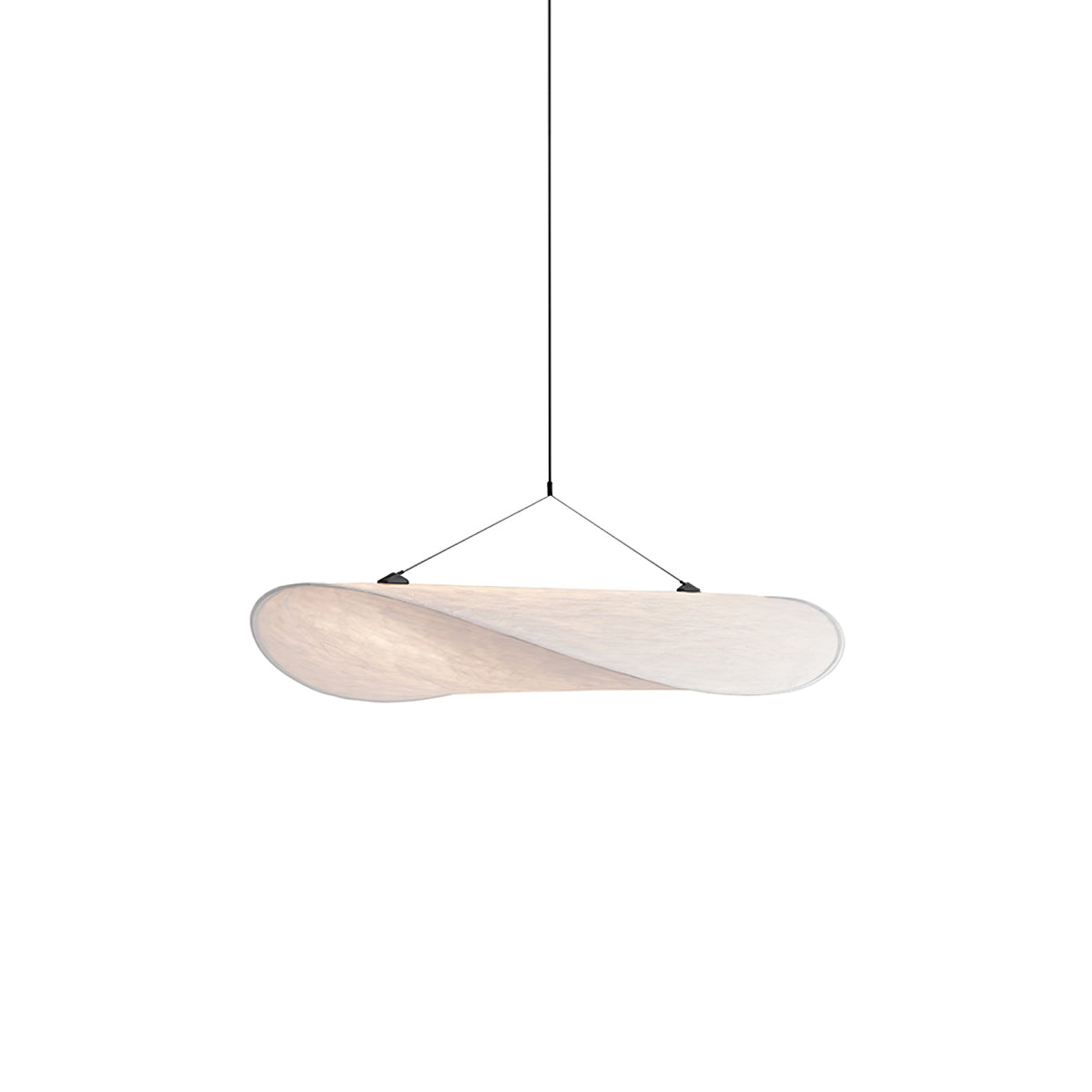 Tense Pendant Light, Tyvek Paper Shade, White and Black, Warm Dimmable