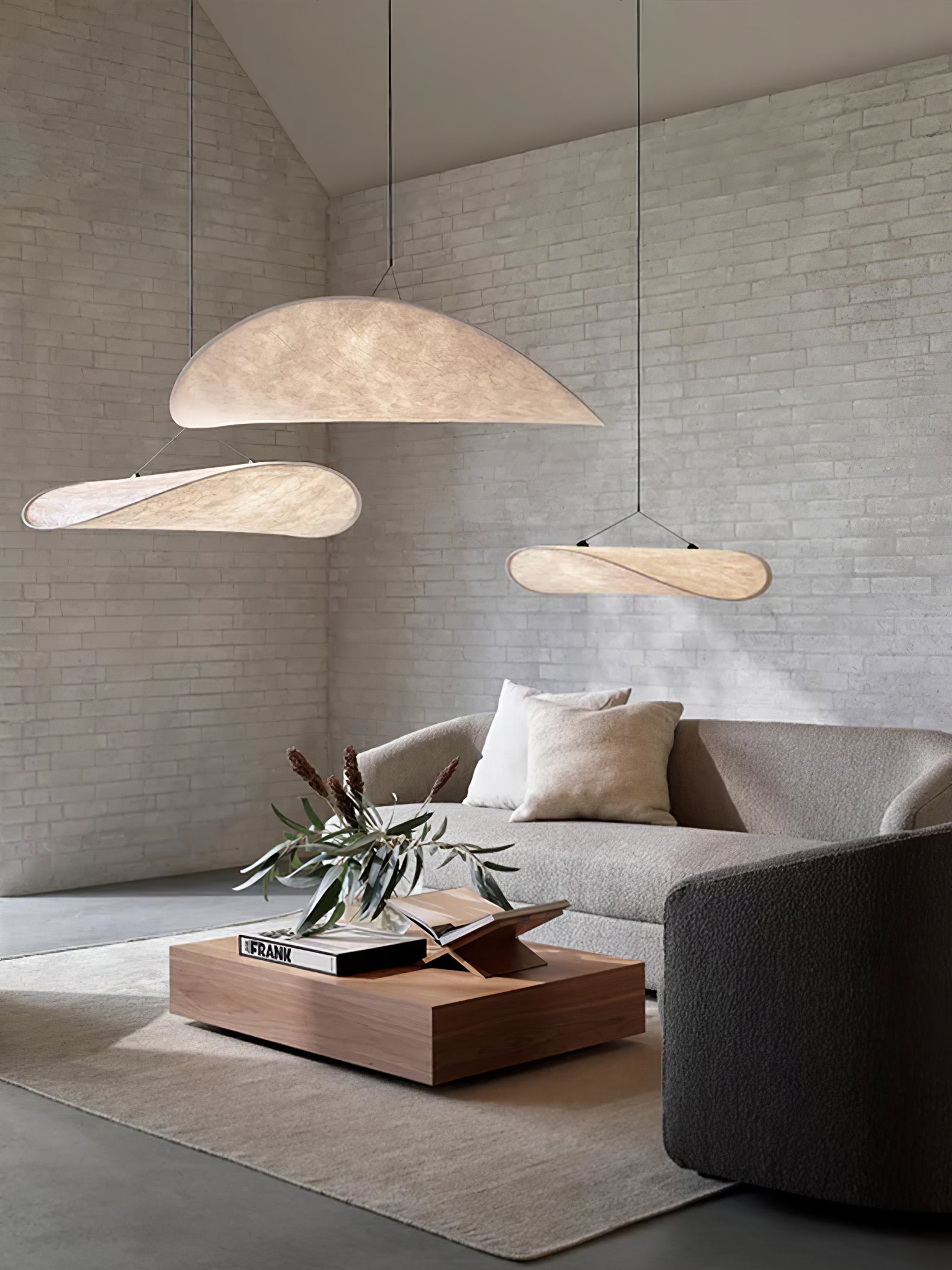 Tense Pendant Light, Tyvek Paper Shade, White and Black, Warm Dimmable