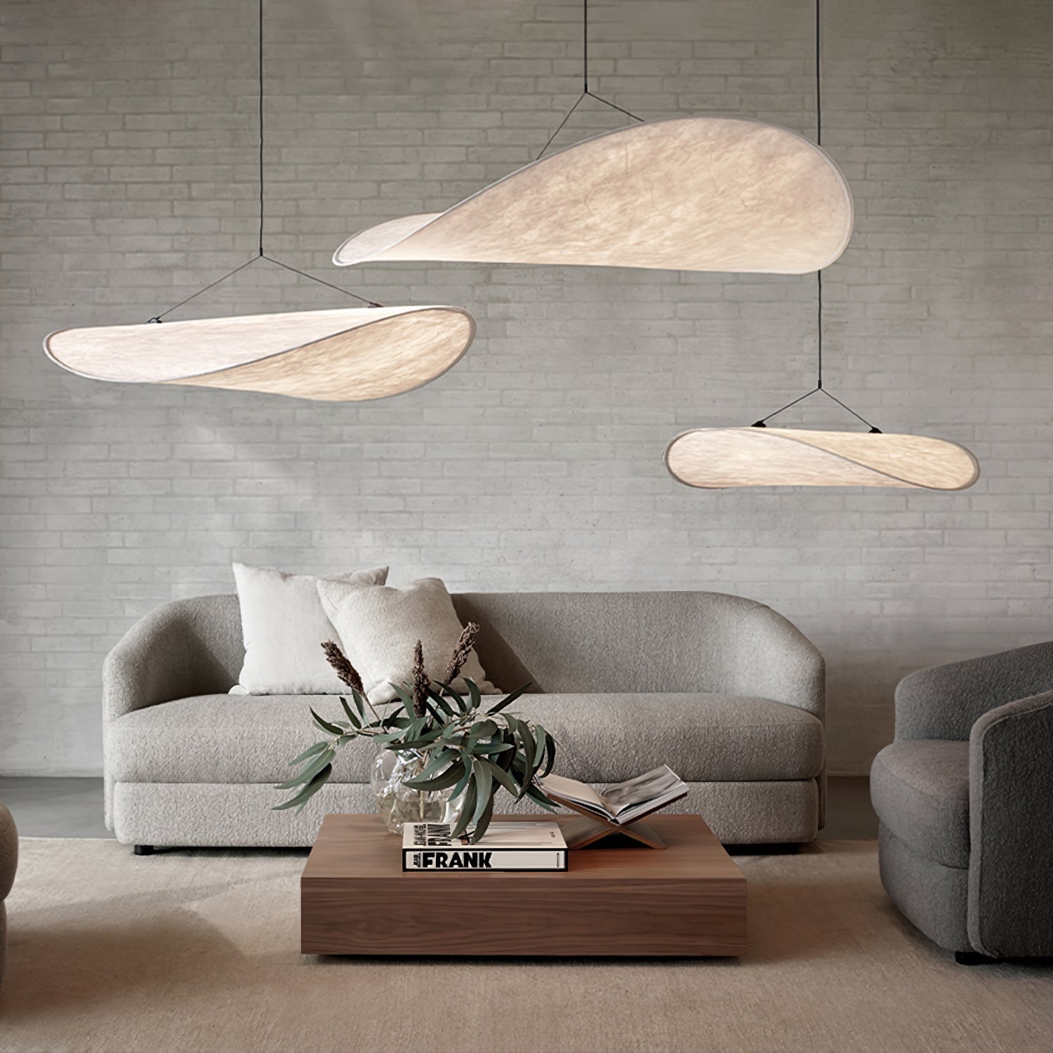 Tense Pendant Light, Tyvek Paper Shade, White and Black, Warm Dimmable