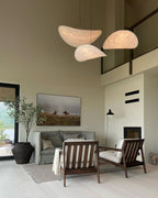Tense Pendant Light, Tyvek Paper Shade, White and Black, Warm Dimmable