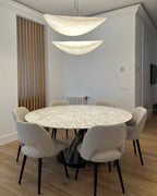 Tense Pendant Light, Tyvek Paper Shade, White and Black, Warm Dimmable