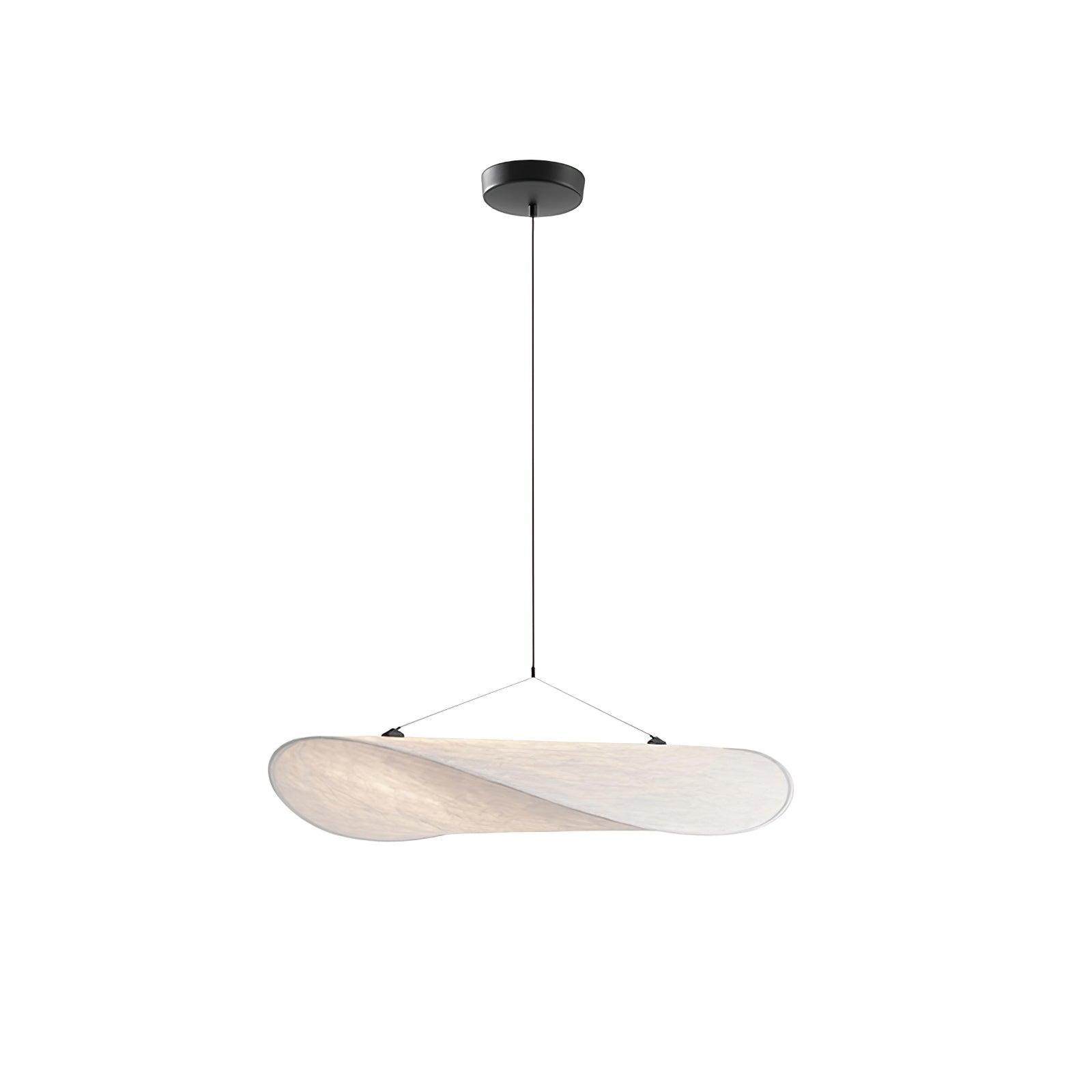 Tense Pendant Light, Tyvek Paper Shade, White and Black, Warm Dimmable