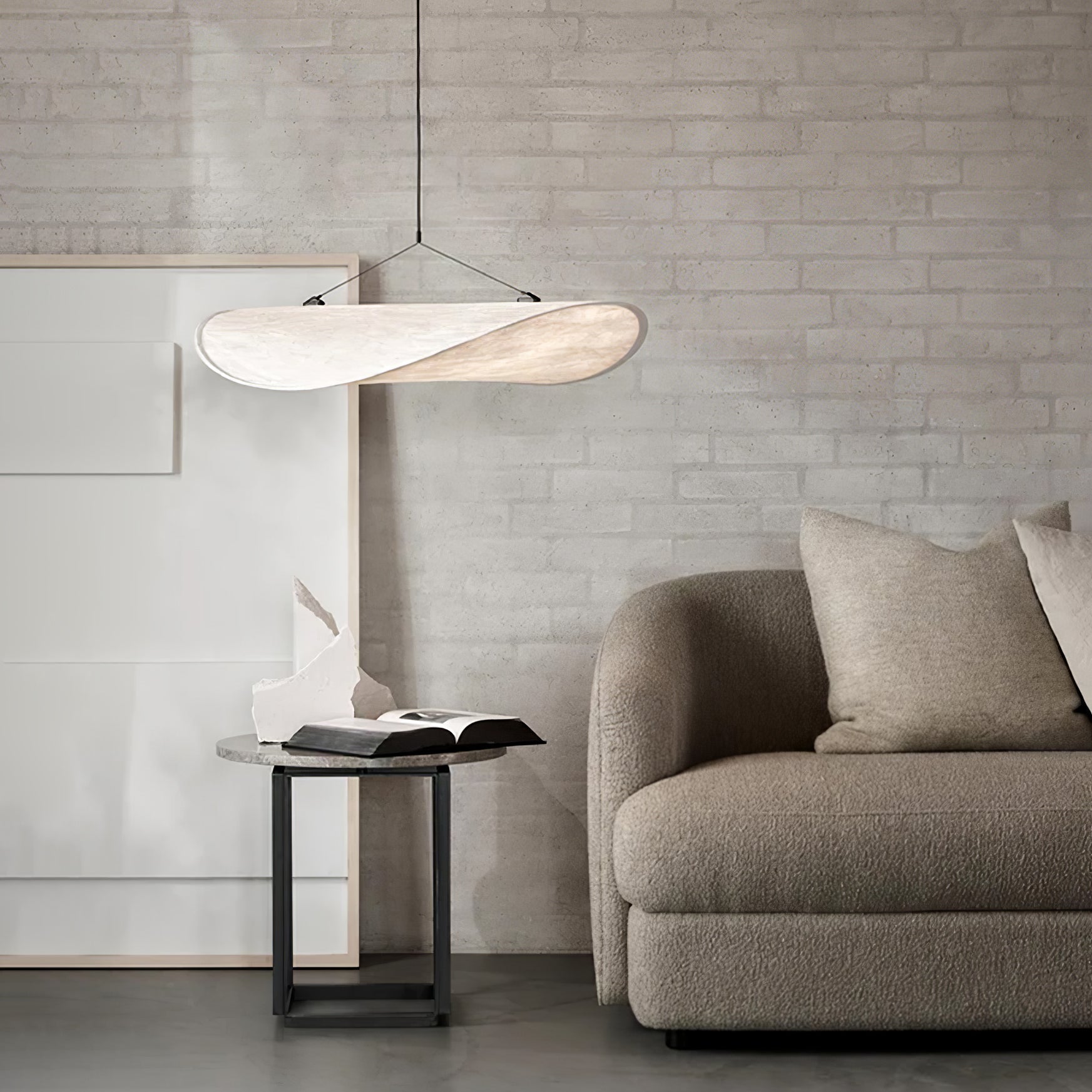 Tense Pendant Light, Tyvek Paper Shade, White and Black, Warm Dimmable