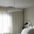 Tense Pendant Light, Tyvek Paper Shade, White and Black, Warm Dimmable