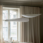 Tense Pendant Light, Tyvek Paper Shade, White and Black, Warm Dimmable