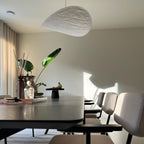 Tense Pendant Light, Tyvek Paper Shade, White and Black, Warm Dimmable
