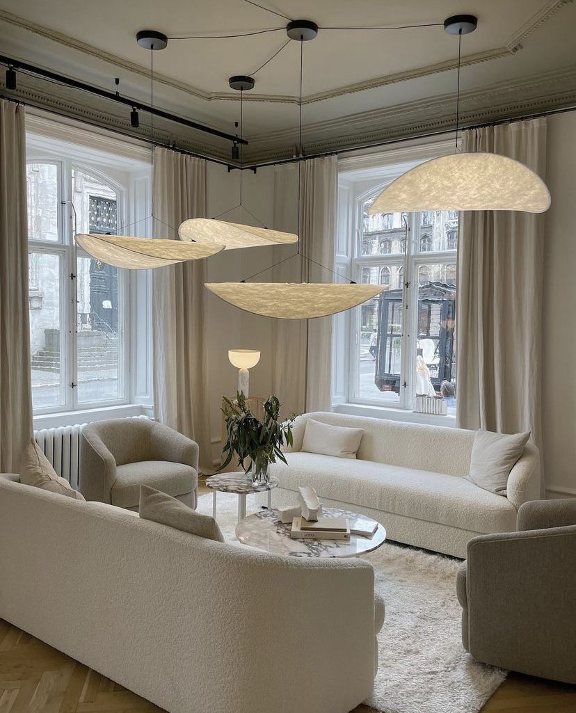 Tense Pendant Light, Tyvek Paper Shade, White and Black, Warm Dimmable