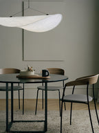 Tense Pendant Light, Tyvek Paper Shade, White and Black, Warm Dimmable