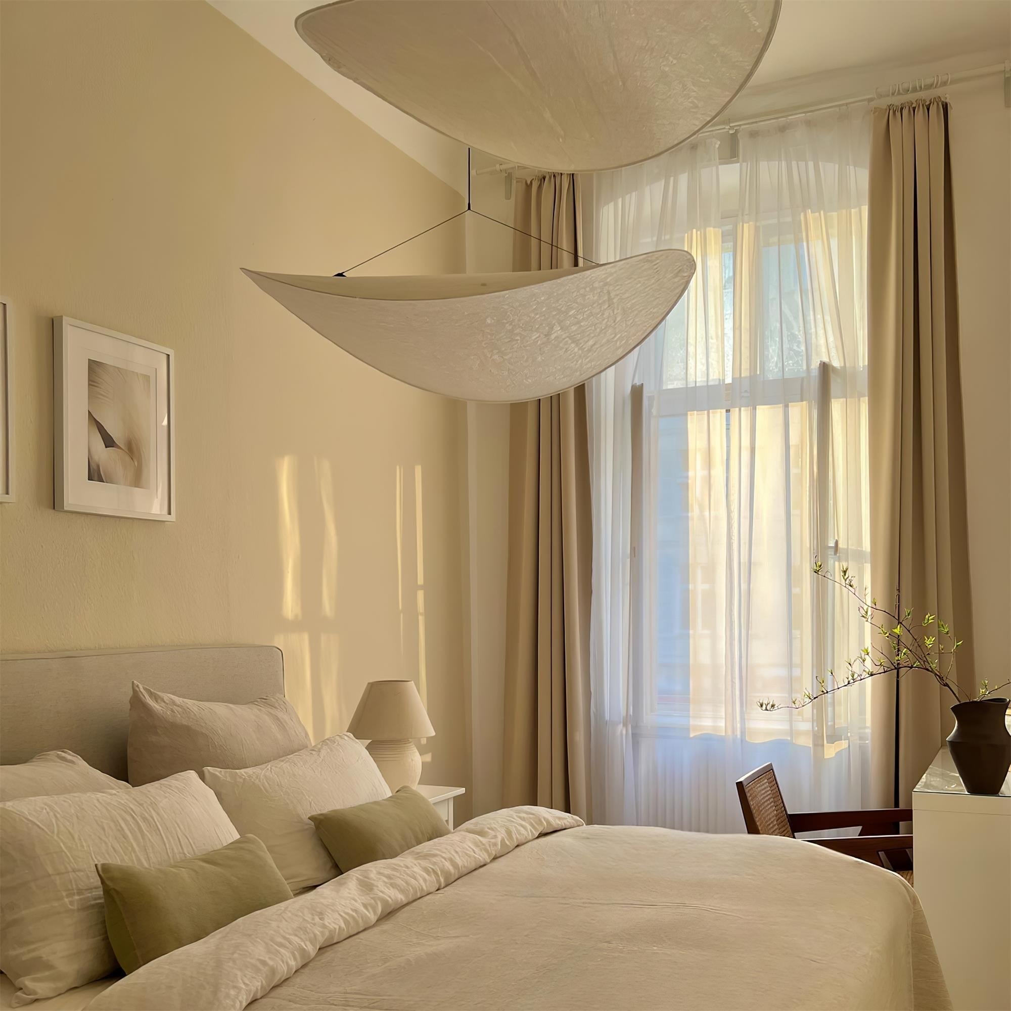 Tense Pendant Light, Tyvek Paper Shade, White and Black, Warm Dimmable