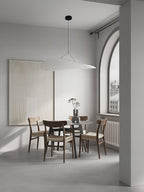 Tense Pendant Light, Tyvek Paper Shade, White and Black, Warm Dimmable