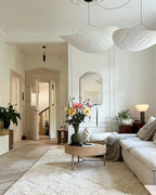 Tense Pendant Light, Tyvek Paper Shade, White and Black, Warm Dimmable