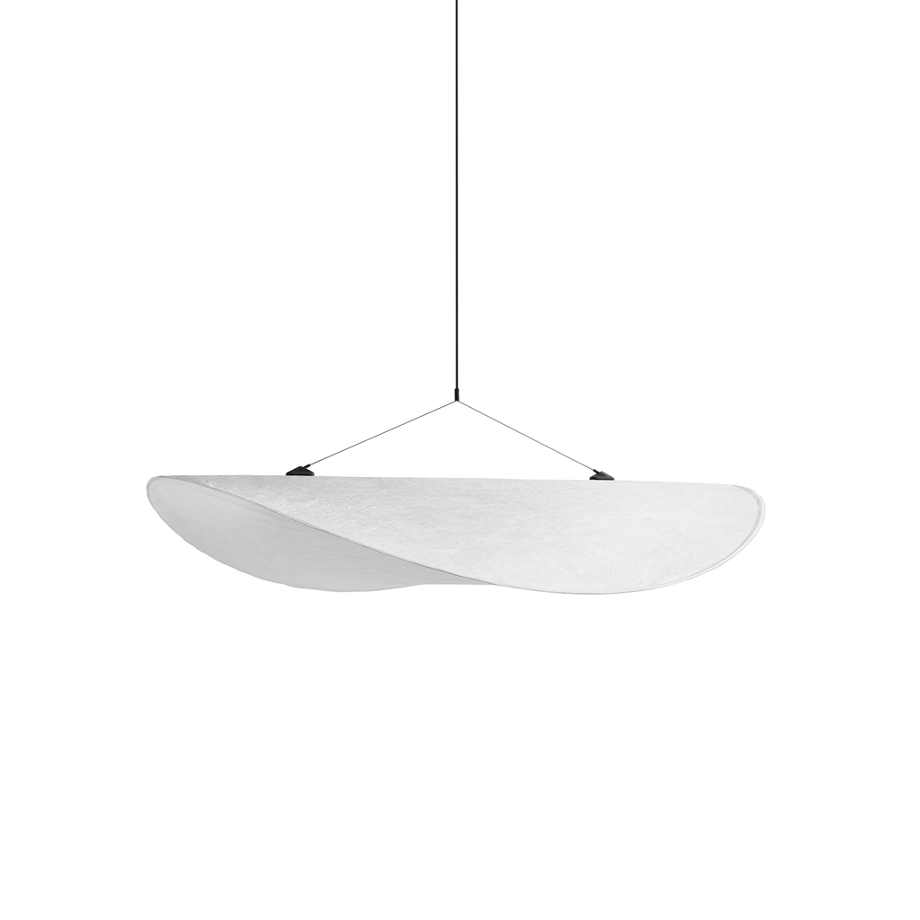 Tense Pendant Light, Tyvek Paper Shade, White and Black, Warm Dimmable