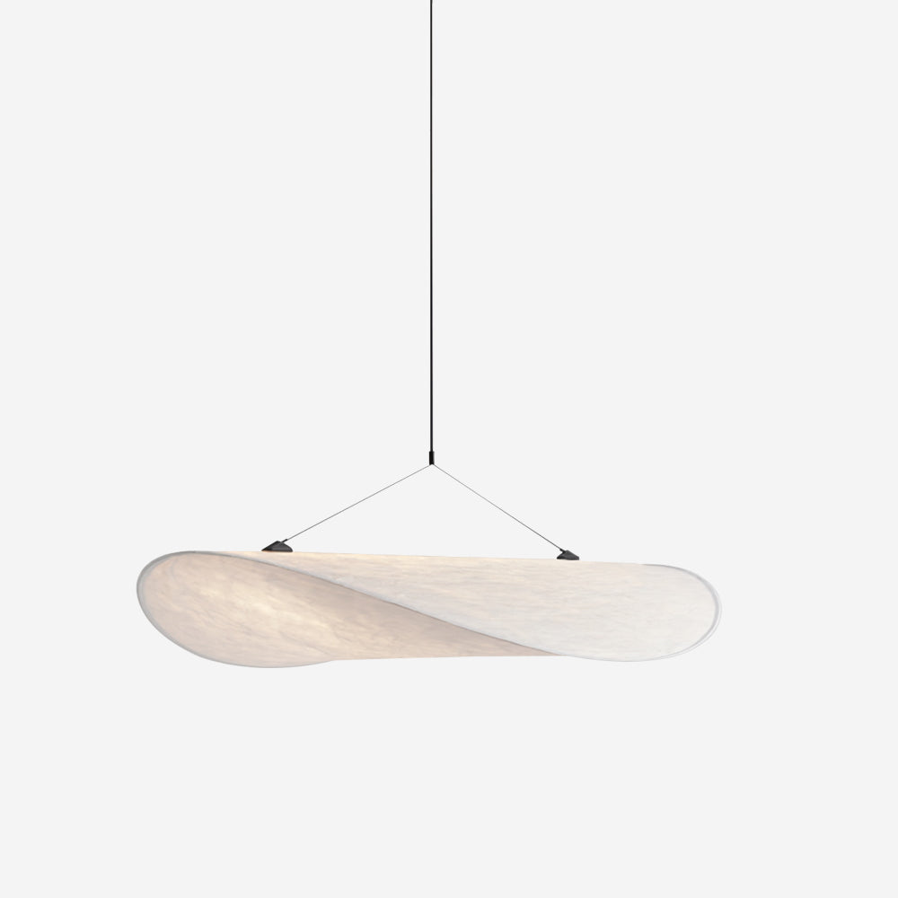 Tense Pendant Light, Tyvek Paper Shade, White and Black, Warm Dimmable