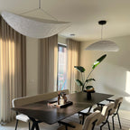 Tense Pendant Light, Tyvek Paper Shade, White and Black, Warm Dimmable