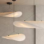 Tense Pendant Light, Tyvek Paper Shade, White and Black, Warm Dimmable