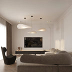 Tense Pendant Light, Tyvek Paper Shade, White and Black, Warm Dimmable