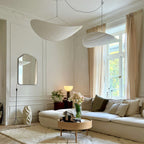 Tense Pendant Light, Tyvek Paper Shade, White and Black, Warm Dimmable