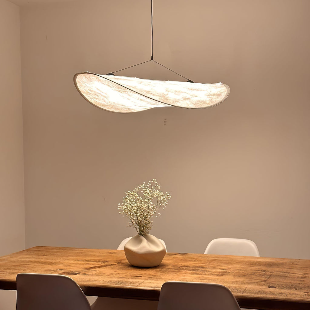 Tense Pendant Light, Tyvek Paper Shade, White and Black, Warm Dimmable