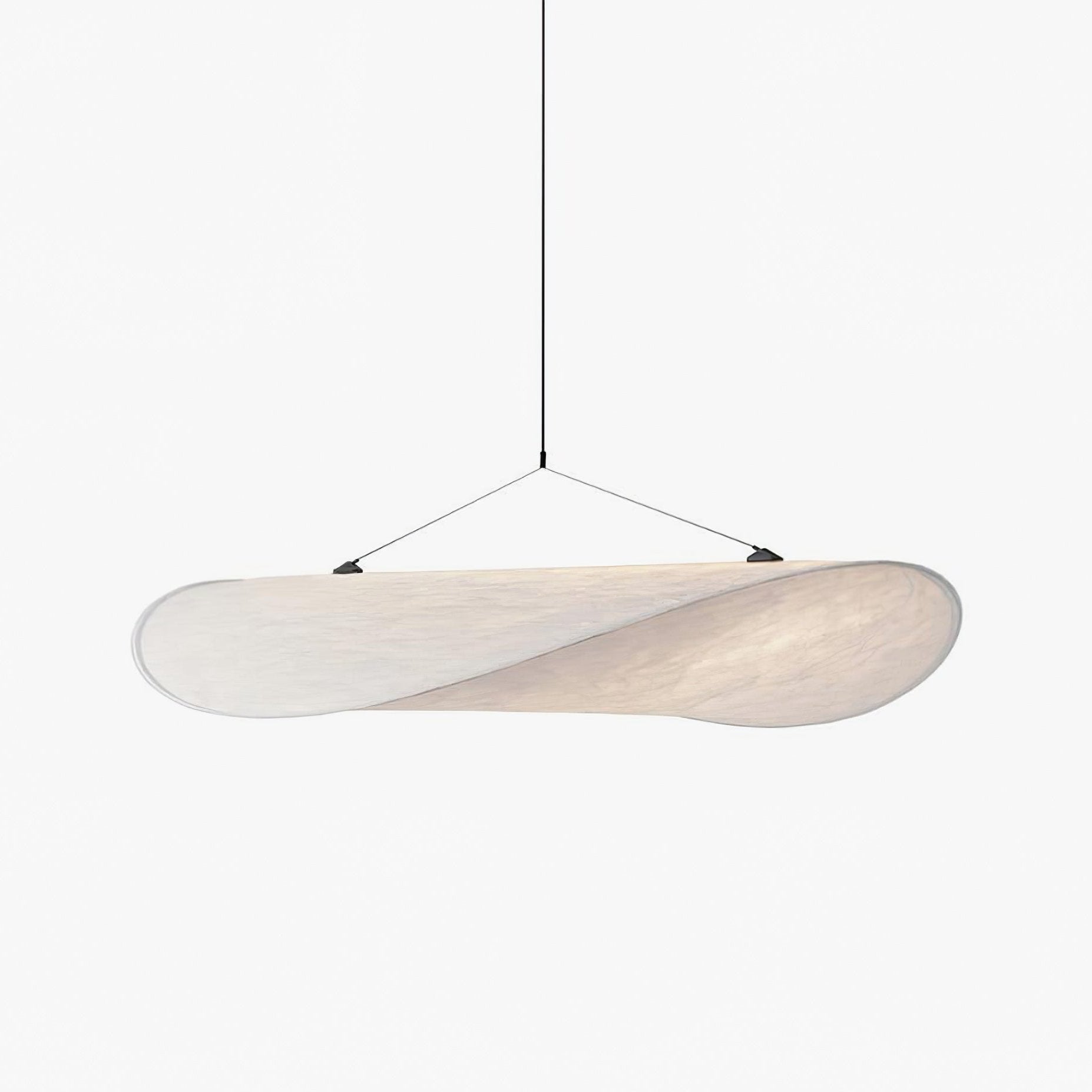 Tense Pendant Light, Tyvek Paper Shade, White and Black, Warm Dimmable