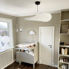 Tense Pendant Light, Tyvek Paper Shade, White and Black, Warm Dimmable