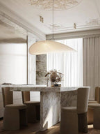 Tense Pendant Light, Tyvek Paper Shade, White and Black, Warm Dimmable