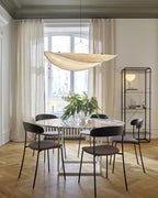 Tense Pendant Light, Tyvek Paper Shade, White and Black, Warm Dimmable