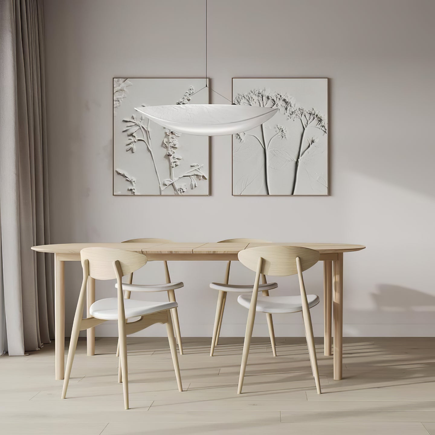 Tense Pendant Light, Tyvek Paper Shade, White and Black, Warm Dimmable