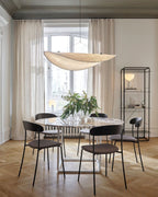 Tense Pendant Light, Tyvek Paper Shade, White and Black, Warm Dimmable
