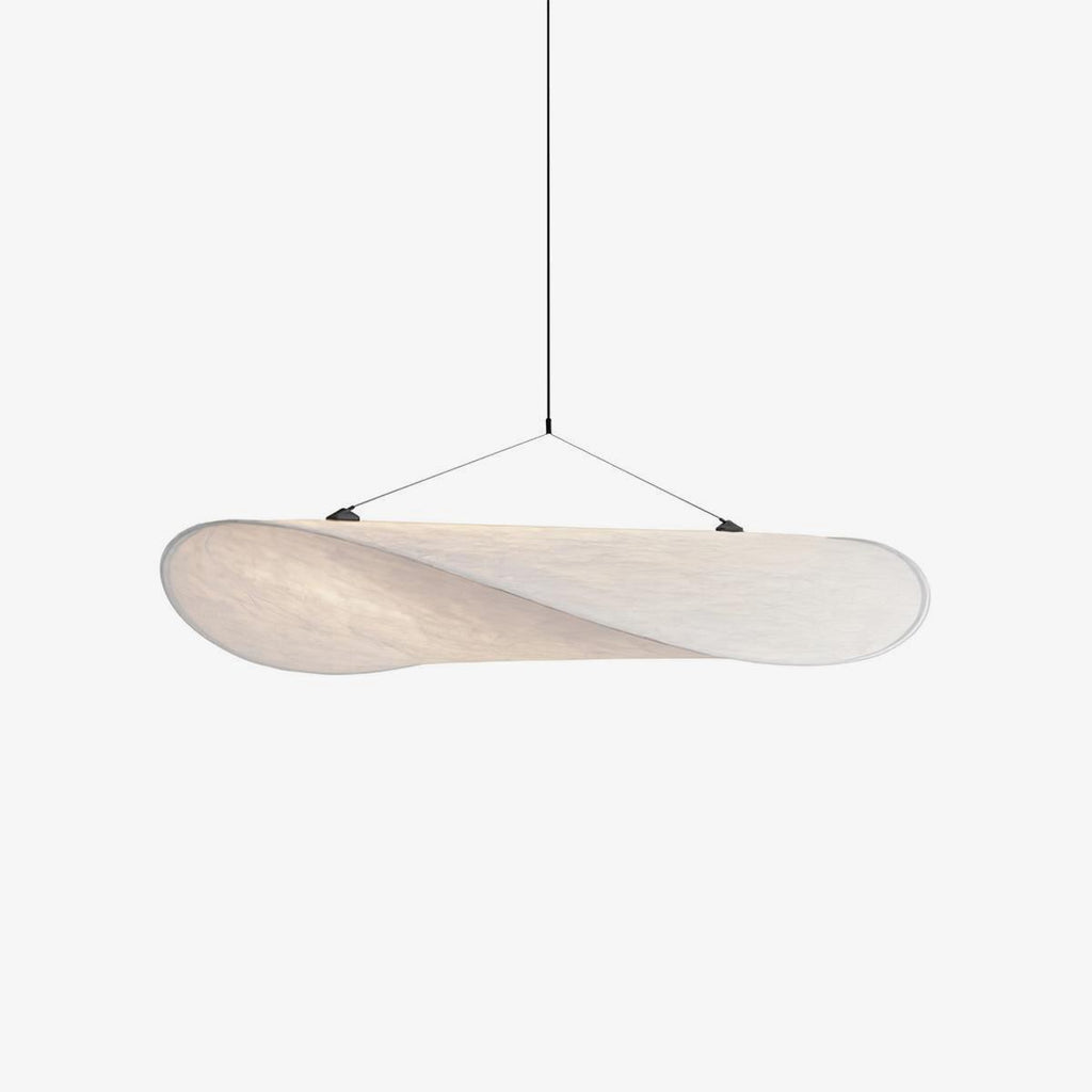 Tense Pendant Light, Tyvek Paper Shade, White and Black, Warm Dimmable