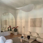Tense Pendant Light, Tyvek Paper Shade, White and Black, Warm Dimmable