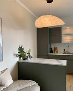 Tense Pendant Light, Tyvek Paper Shade, White and Black, Warm Dimmable