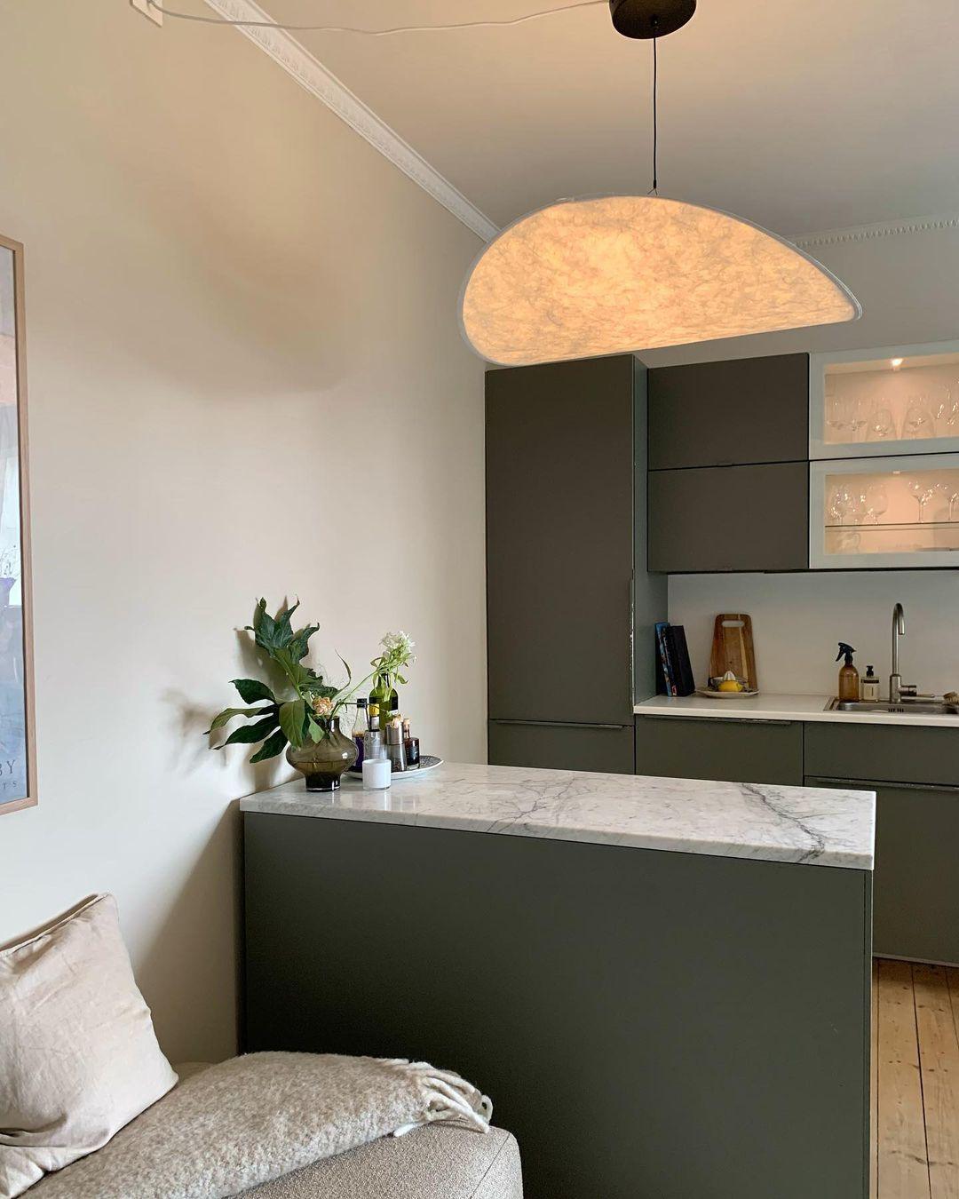 Tense Pendant Light, Tyvek Paper Shade, White and Black, Warm Dimmable