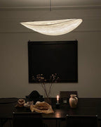 Tense Pendant Light, Tyvek Paper Shade, White and Black, Warm Dimmable