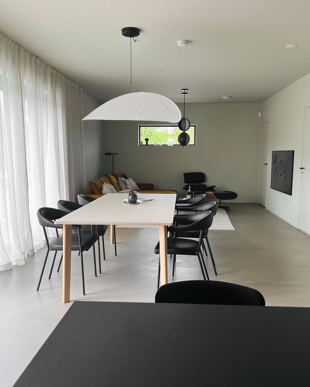Tense Pendant Light, Tyvek Paper Shade, White and Black, Warm Dimmable