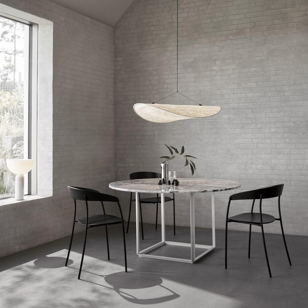Tense Pendant Light, Tyvek Paper Shade, White and Black, Warm Dimmable