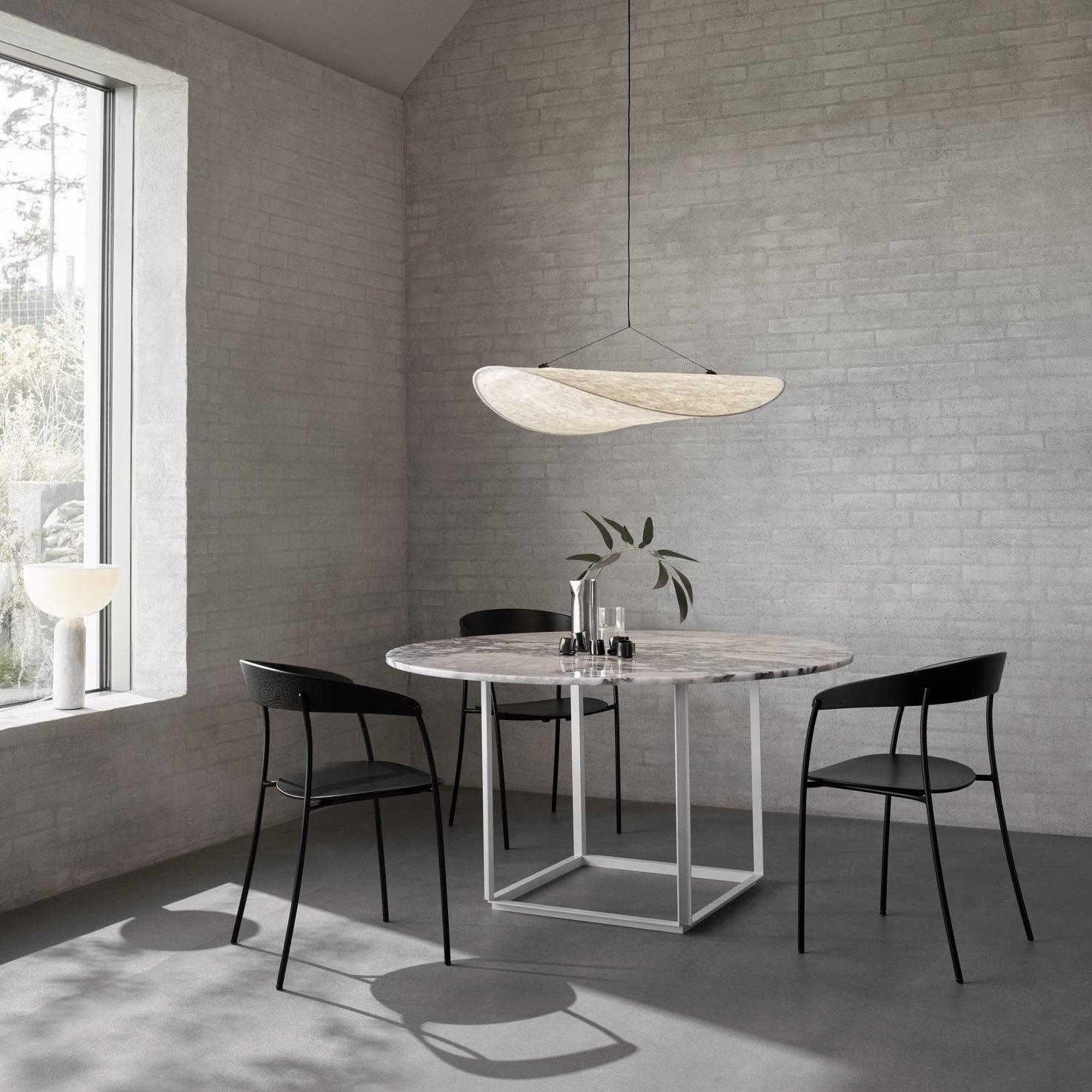 Tense Pendant Light, Tyvek Paper Shade, White and Black, Warm Dimmable