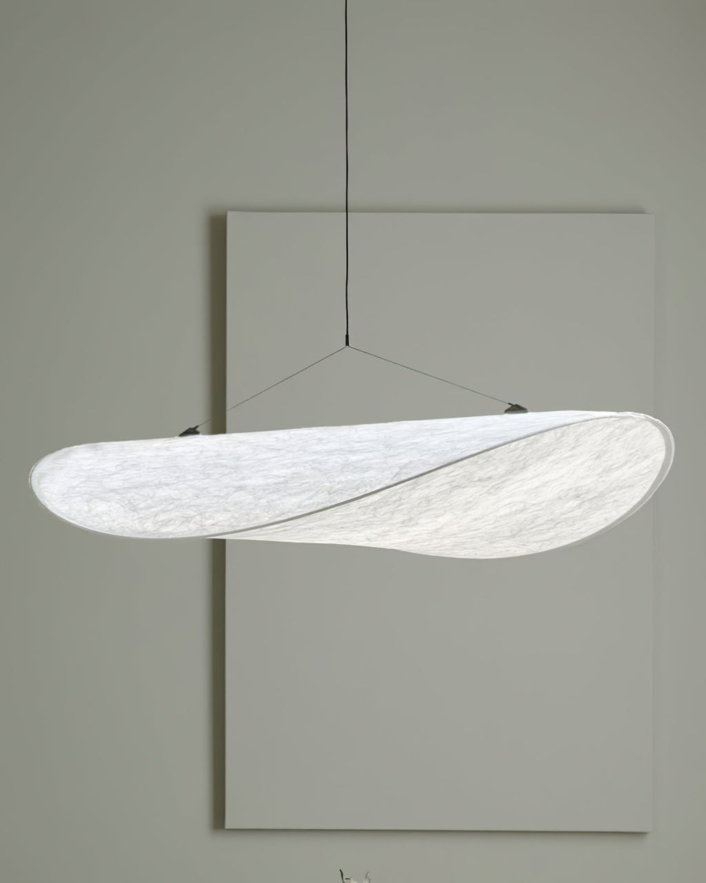 Tense Pendant Light, Tyvek Paper Shade, White and Black, Warm Dimmable