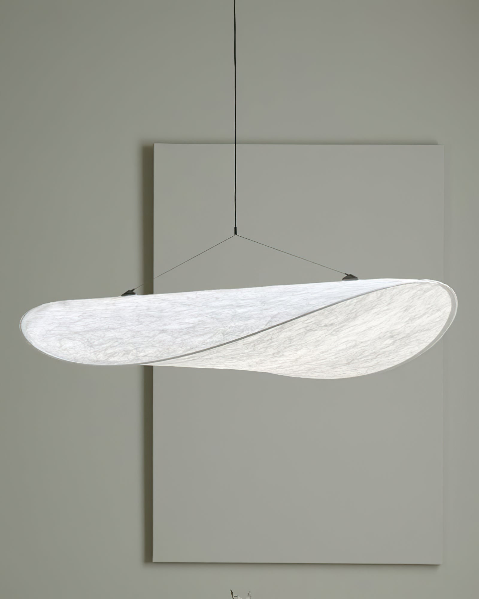 Tense Pendant Light, Tyvek Paper Shade, White and Black, Warm Dimmable