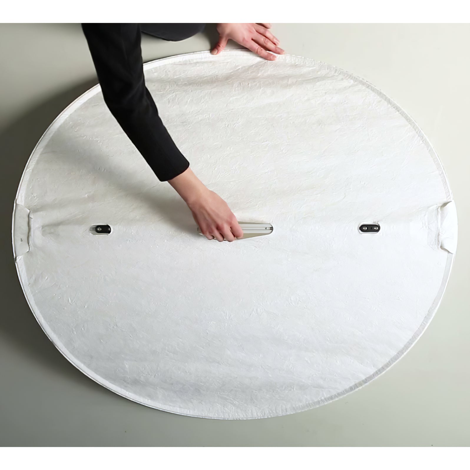 Tense Pendant Light, Tyvek Paper Shade, White and Black, Warm Dimmable