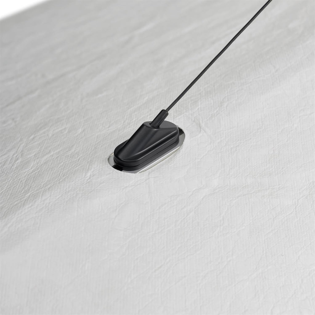 Tense Pendant Light, Tyvek Paper Shade, White and Black, Warm Dimmable